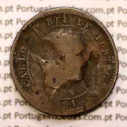 5 réis 1891 bronze D. Carlos I, (REG), World Coins Portugal KM 530