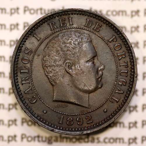5 réis 1892 bronze D. Carlos I, (Bela), World Coins Portugal KM 530