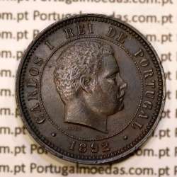 5 réis 1892 bronze D. Carlos I, (Bela), World Coins Portugal KM 530
