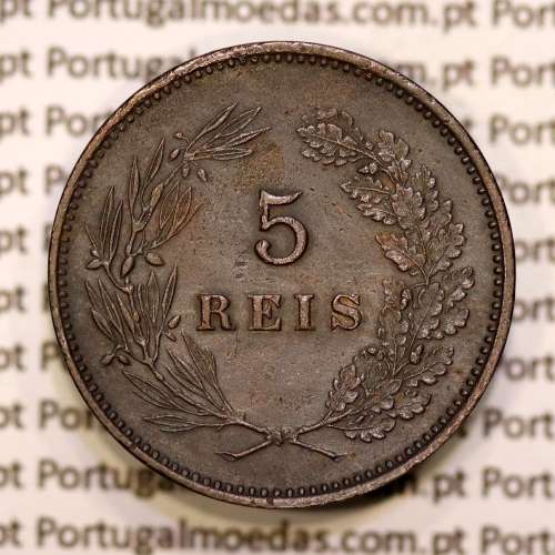 5 réis 1892 bronze D. Carlos I, (Bela), World Coins Portugal KM 530