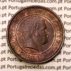5 réis 1892 bronze D. Carlos I, (MBC+/Bela), World Coins Portugal KM 530