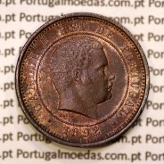 5 réis 1892 bronze D. Carlos I, (MBC+/Bela), World Coins Portugal KM 530