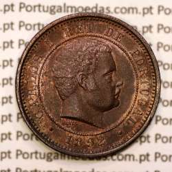 5 réis 1892 bronze D. Carlos I, (MBC+/Bela), World Coins Portugal KM 530