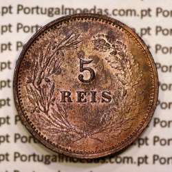 5 réis 1892 bronze D. Carlos I, (MBC+/Bela), World Coins Portugal KM 530