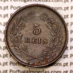 5 réis 1892 bronze D. Carlos I, (MBC+/Bela-), World Coins Portugal KM 530