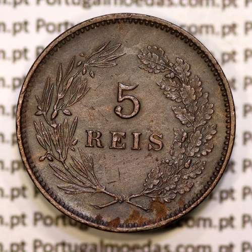 5 réis 1892 bronze D. Carlos I, (MBC+/Bela-), World Coins Portugal KM 530