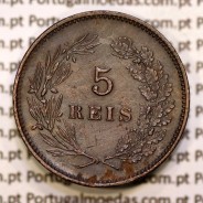Portugal, 5 réis 1892 bronze coin of King Carlos I, (VF+/XF-), World Coins Portugal KM 530