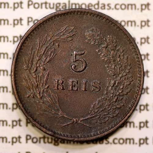 5 réis 1892 bronze D. Carlos I, (MBC+/Bela-), World Coins Portugal KM 530