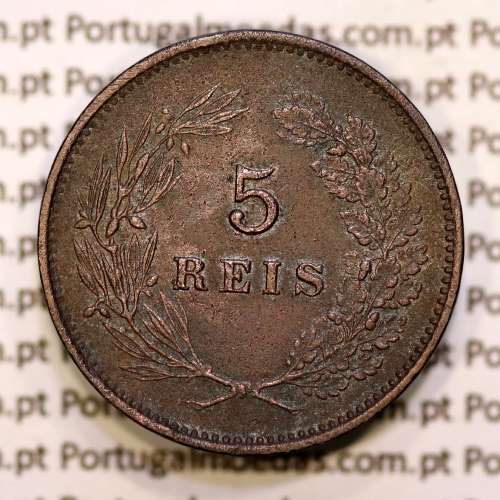 5 réis 1892 bronze D. Carlos I, (MBC+/Bela-), World Coins Portugal KM 530