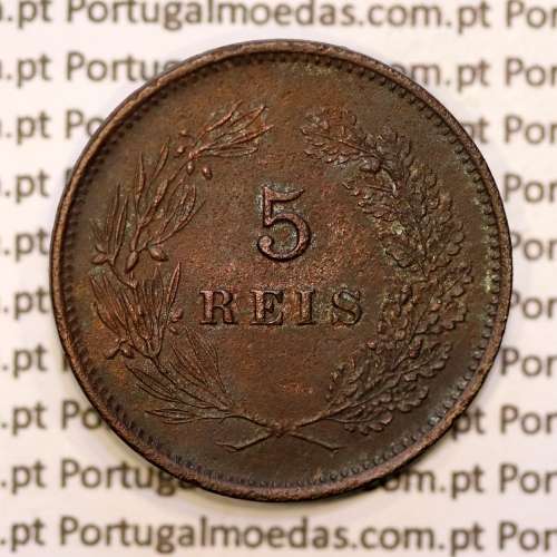 5 réis 1892 bronze D. Carlos I, (MBC+/Bela-), World Coins Portugal KM 530