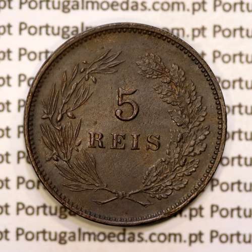 5 réis 1892 bronze D. Carlos I, (MBC+), World Coins Portugal KM 530