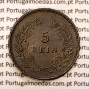 Portugal, 5 réis 1892 bronze coin of King Carlos I, (VF+), World Coins Portugal KM 530