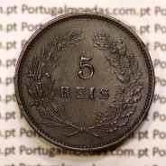 Portugal, 5 réis 1892 bronze coin of King Carlos I, (VF+), World Coins Portugal KM 530