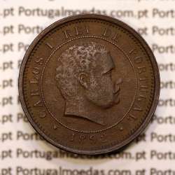 5 réis 1892 bronze D. Carlos I, (MBC+), World Coins Portugal KM 530
