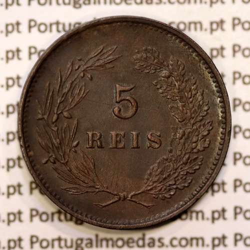 5 réis 1892 bronze D. Carlos I, (MBC), World Coins Portugal KM 530
