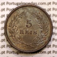 5 réis 1892 bronze D. Carlos I, (MBC), World Coins Portugal KM 530
