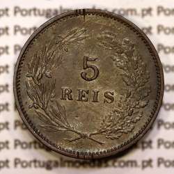 5 réis 1892 bronze D. Carlos I, (MBC), World Coins Portugal KM 530
