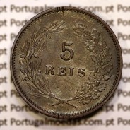 5 réis 1892 bronze D. Carlos I, (MBC), World Coins Portugal KM 530