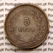 5 réis 1892 bronze D. Carlos I, (MBC), World Coins Portugal KM 530