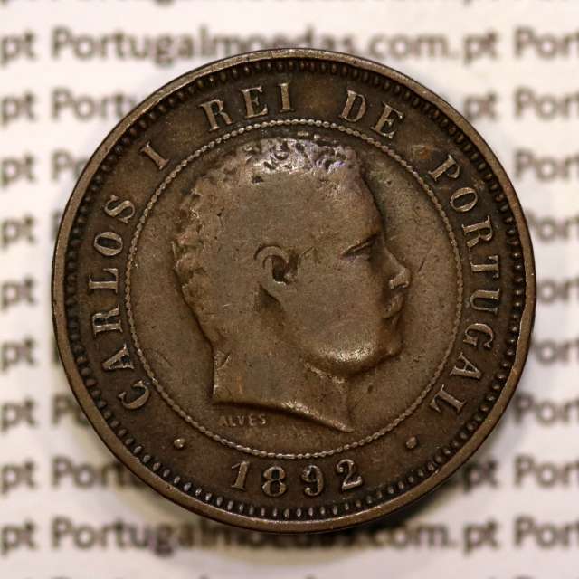 5 réis 1892 bronze D. Carlos I, (BC+), World Coins Portugal KM 530