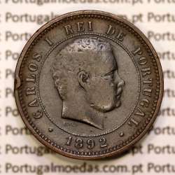 5 réis 1892 bronze D. Carlos I, (BC+), World Coins Portugal KM 530
