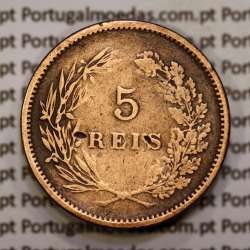5 réis 1892 bronze D. Carlos I, (BC), World Coins Portugal KM 530