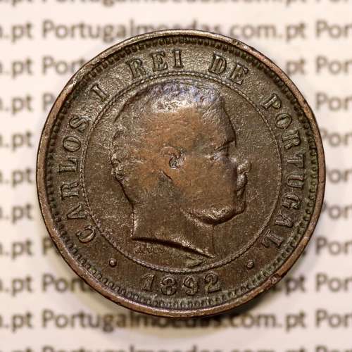 5 réis 1892 bronze D. Carlos I, (BC), World Coins Portugal KM 530