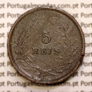 Portugal, 5 réis 1892 bronze coin of King Carlos I, (F), World Coins Portugal KM 530