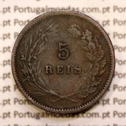 Portugal, 5 réis 1892 bronze coin of King Carlos I, (F+), World Coins Portugal KM 530