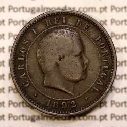 5 réis 1892 bronze D. Carlos I, (BC+), World Coins Portugal KM 530