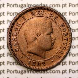 5 réis 1892 bronze D. Carlos I, (BC), World Coins Portugal KM 530