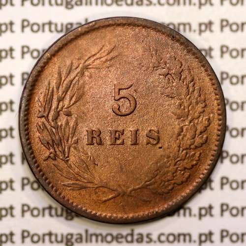 Portugal, 5 réis 1892 bronze coin of King Carlos I, (F), World Coins Portugal KM 530