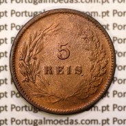 Portugal, 5 réis 1892 bronze coin of King Carlos I, (F), World Coins Portugal KM 530