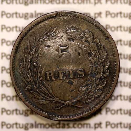 Portugal, 5 réis 1892 bronze coin of King Carlos I, (F), World Coins Portugal KM 530