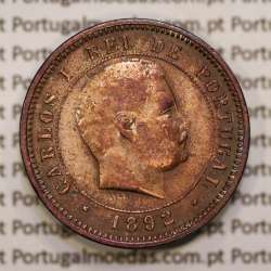 5 réis 1892 bronze D. Carlos I, (BC), World Coins Portugal KM 530