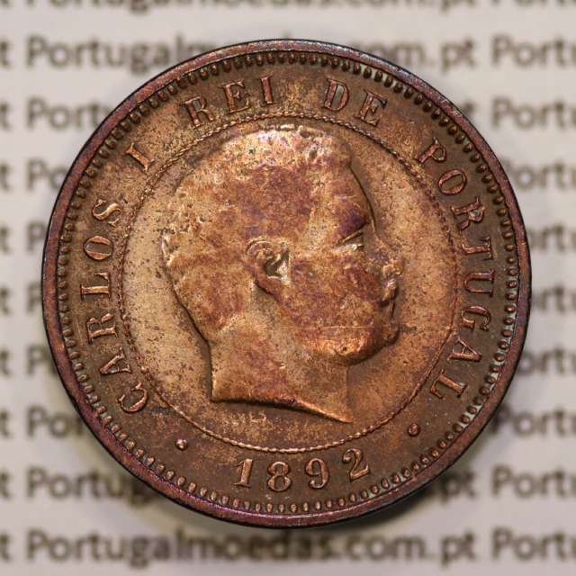 5 réis 1892 bronze D. Carlos I, (BC), World Coins Portugal KM 530