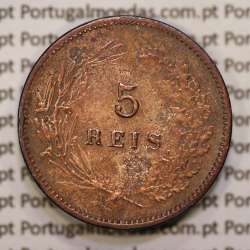 5 réis 1892 bronze D. Carlos I, (BC), World Coins Portugal KM 530