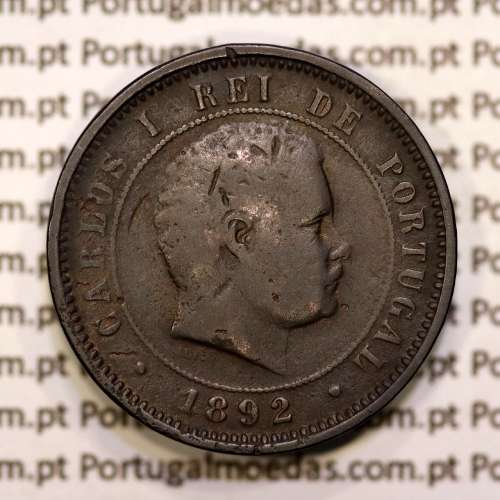 5 réis 1892 bronze D. Carlos I, (BC), World Coins Portugal KM 530