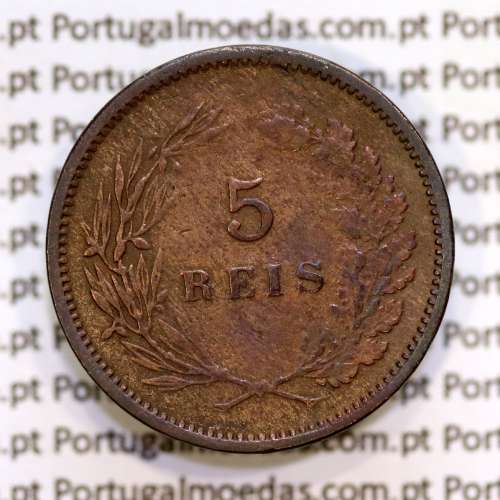 Portugal, 5 réis 1892 bronze coin of King Carlos I, (F), World Coins Portugal KM 530