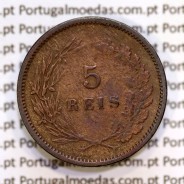Portugal, 5 réis 1892 bronze coin of King Carlos I, (F), World Coins Portugal KM 530