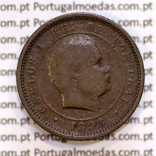 5 réis 1892 bronze D. Carlos I, (BC-), World Coins Portugal KM 530