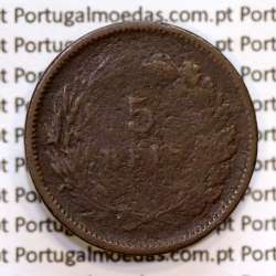Portugal, 5 réis 1892 bronze coin of King Carlos I, (F-), World Coins Portugal KM 530