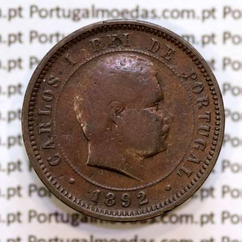 5 réis 1892 bronze D. Carlos I, (BC), World Coins Portugal KM 530