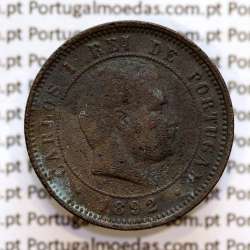 5 réis 1892 bronze D. Carlos I, (BC-), World Coins Portugal KM 530