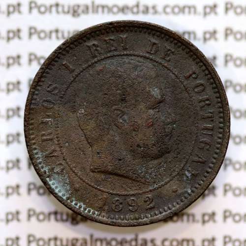 5 réis 1892 bronze D. Carlos I, (BC-), World Coins Portugal KM 530