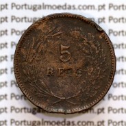 Portugal, 5 réis 1892 bronze coin of King Carlos I, (F-), World Coins Portugal KM 530
