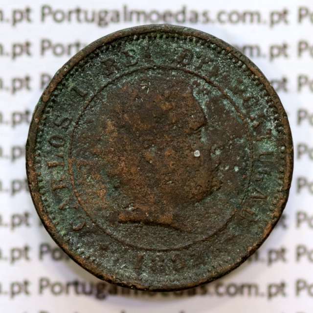 Portugal, 5 réis 1892 bronze coin of King Carlos I, (G), World Coins Portugal KM 530