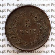 Portugal, 5 réis 1892 bronze coin of King Carlos I, (VF), World Coins Portugal KM 530