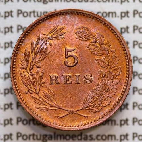 5 réis 1893 bronze D. Carlos I, (Bela/ Soberba), World Coins Portugal KM 530