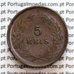 Portugal, 5 Reis 1893 bronze coin of King Carlos I, (XF), World Coins Portugal KM 530